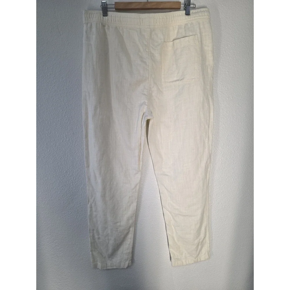 Onia Men's Pants XL Off-White Casual Cotton Linen Resort Trousers Slacks